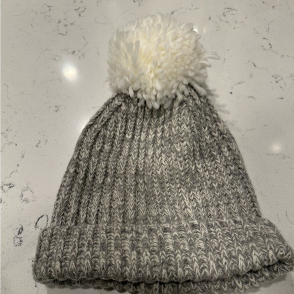J. Crew Accessories - NWT J. Crew Women’s grey Pom Pom beanie wool and acrylic